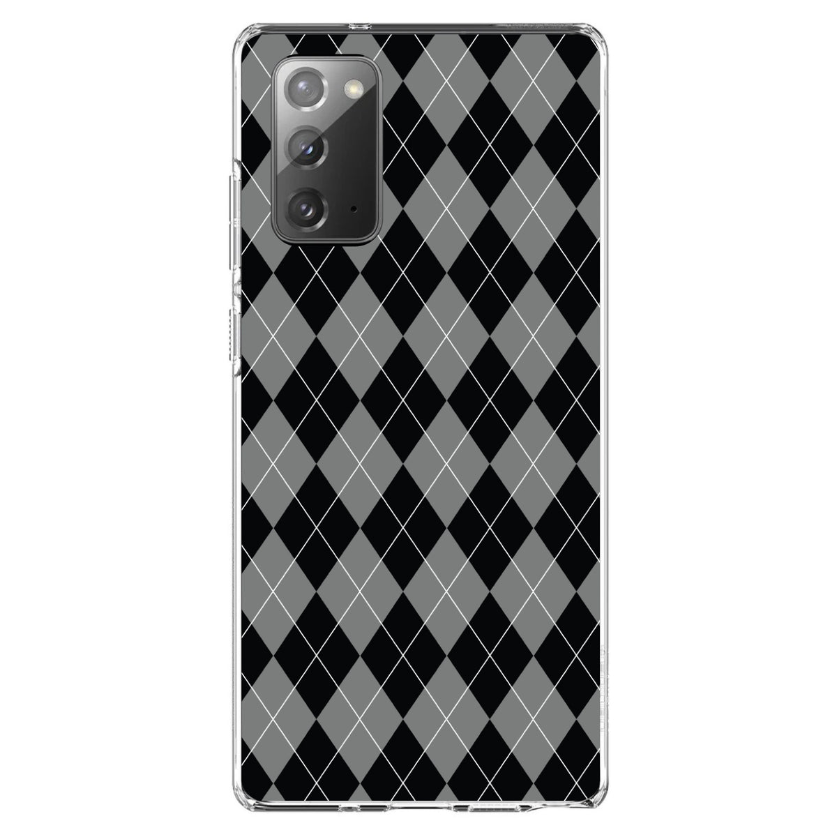 Black Grey White Argyle Clear Shockproof iPhone Case, view 7
