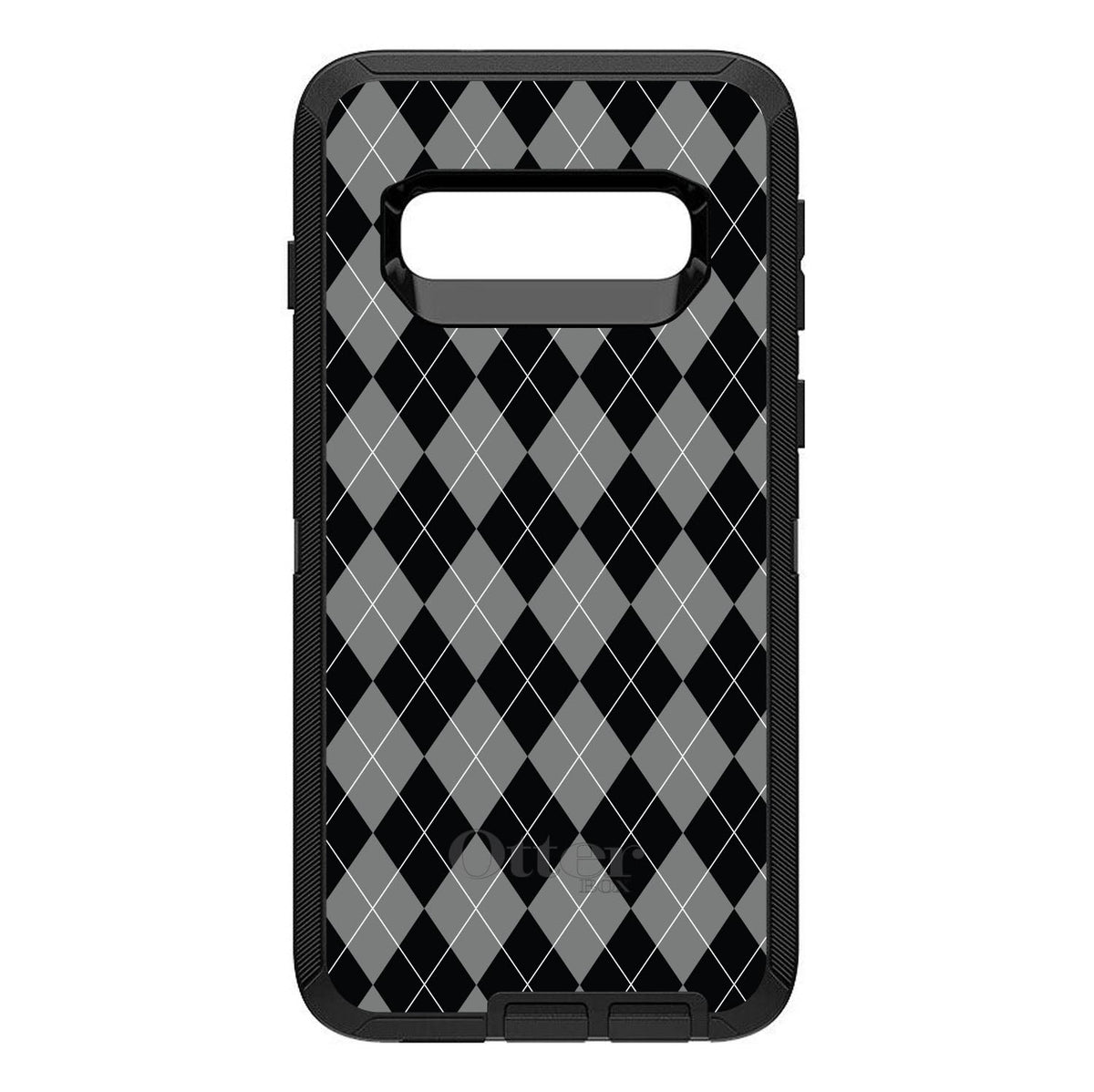Black Grey White Argyle OtterBox Defender Case for iPhone & Galaxy, view 9