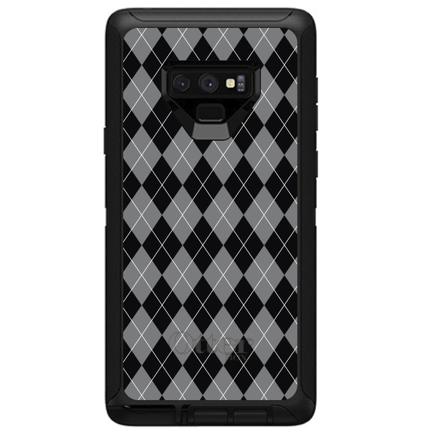 Black Grey White Argyle OtterBox Defender Case for iPhone & Galaxy, view 16