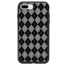 DistinctInk™ OtterBox Symmetry Series Case for Apple iPhone / Samsung Galaxy / Google Pixel - Black Grey White Argyle