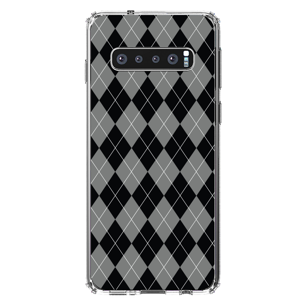 Black Grey White Argyle Clear Shockproof iPhone Case, view 17
