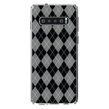 DistinctInk® Clear Shockproof Hybrid Case for Apple iPhone / Samsung Galaxy / Google Pixel - Black Grey White Argyle
