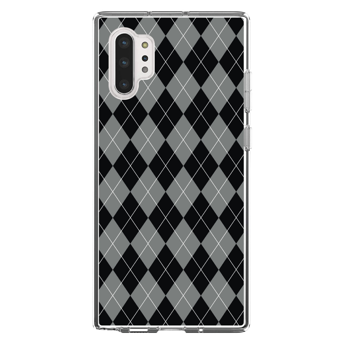 Black Grey White Argyle Clear Shockproof iPhone Case, view 10