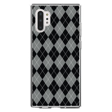 DistinctInk® Clear Shockproof Hybrid Case for Apple iPhone / Samsung Galaxy / Google Pixel - Black Grey White Argyle