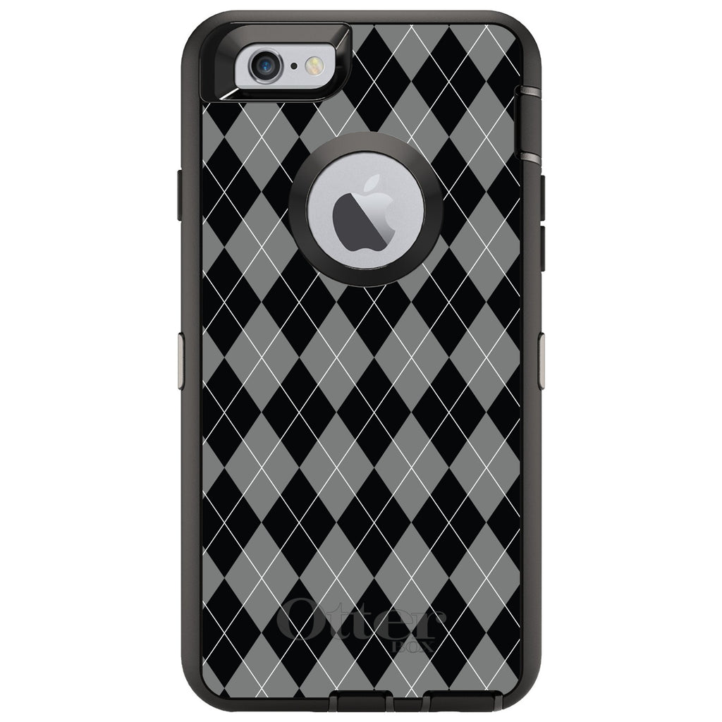 Black Grey White Argyle OtterBox Defender Case for iPhone & Galaxy, view 4