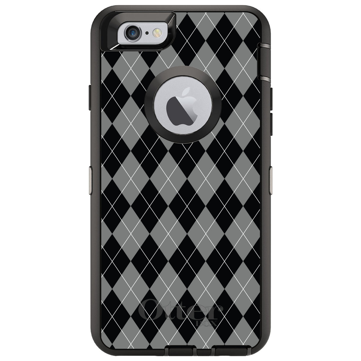 Black Grey White Argyle OtterBox Defender Case for iPhone & Galaxy, view 4