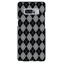 DistinctInk® Hard Plastic Snap-On Case for Apple iPhone or Samsung Galaxy - Black Grey White Argyle