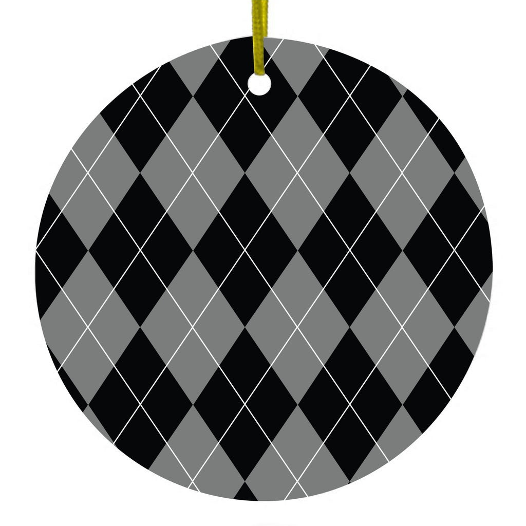 Black Grey White Argyle Ceramic Ornament