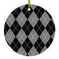 Black Grey White Argyle Ceramic Ornament