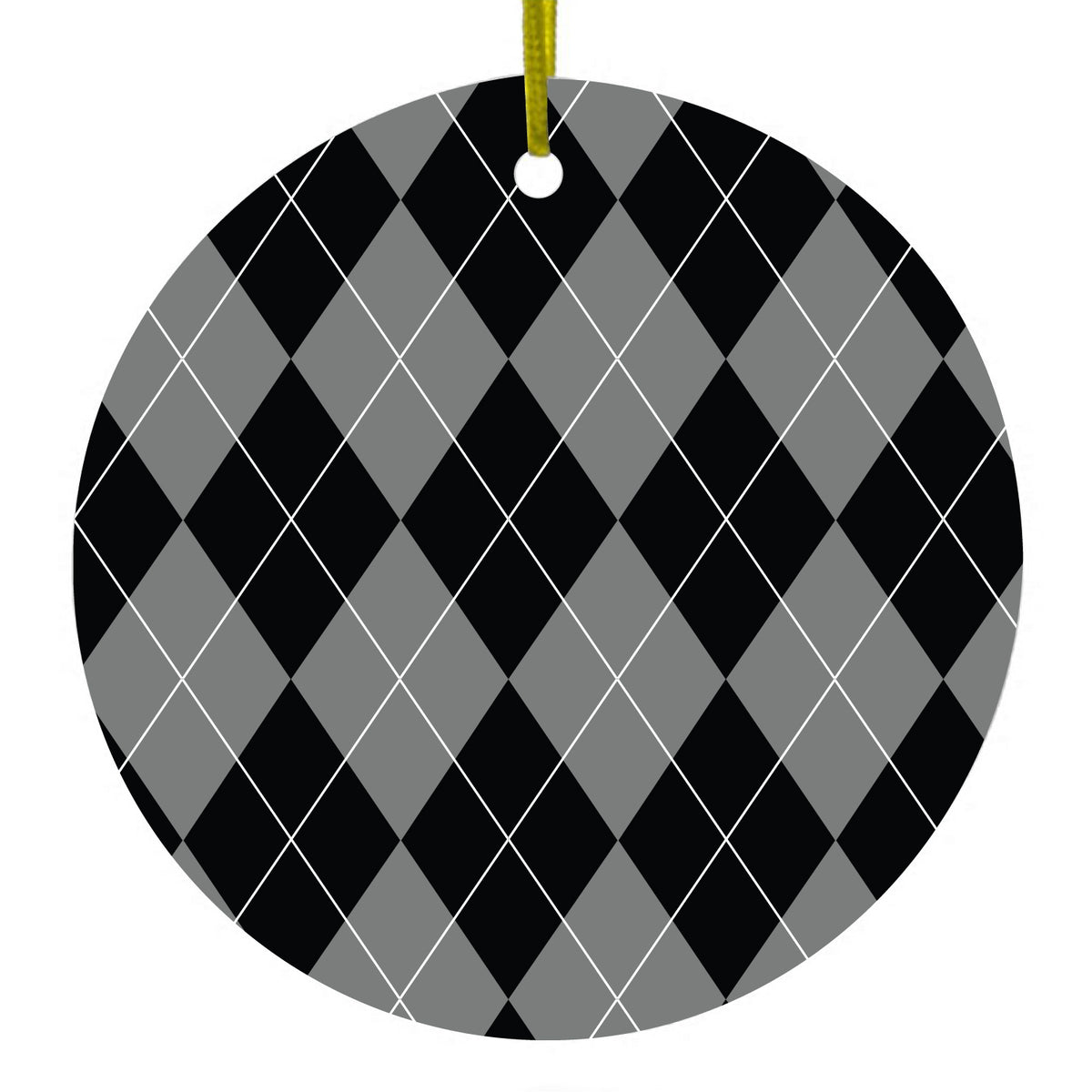 Black Grey White Argyle Ceramic Ornament