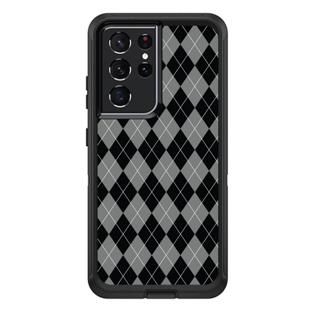 Black Grey White Argyle OtterBox Defender Case for iPhone & Galaxy, view 7