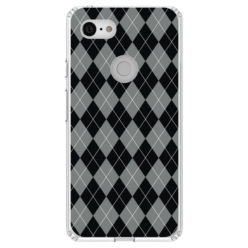 Black Grey White Argyle Clear Shockproof iPhone Case, view 21