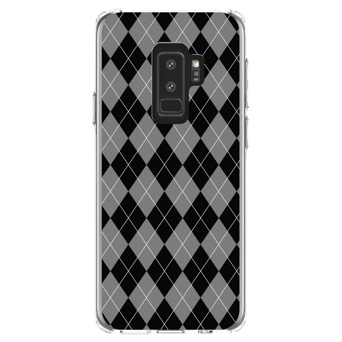 Black Grey White Argyle Clear Shockproof iPhone Case, view 20
