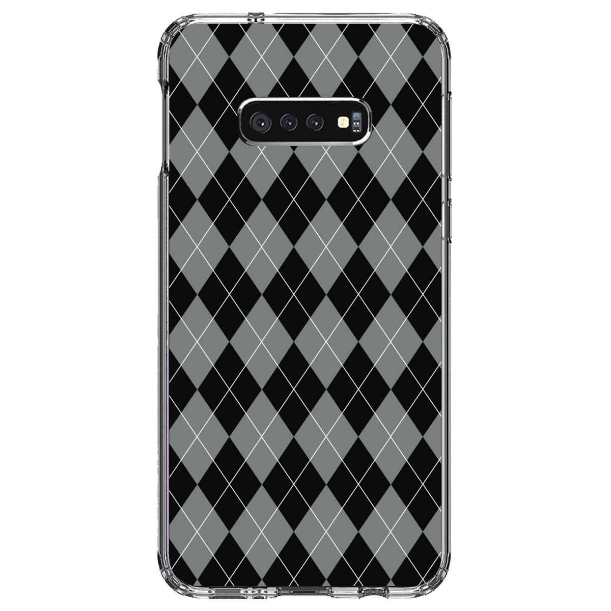 Black Grey White Argyle Clear Shockproof iPhone Case, view 18