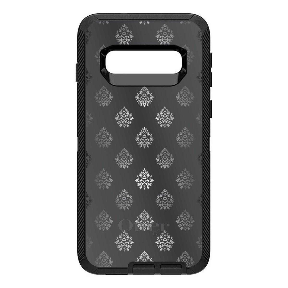 Silver Grey Black White Damask OtterBox Defender Case for iPhone & Galaxy, view 9
