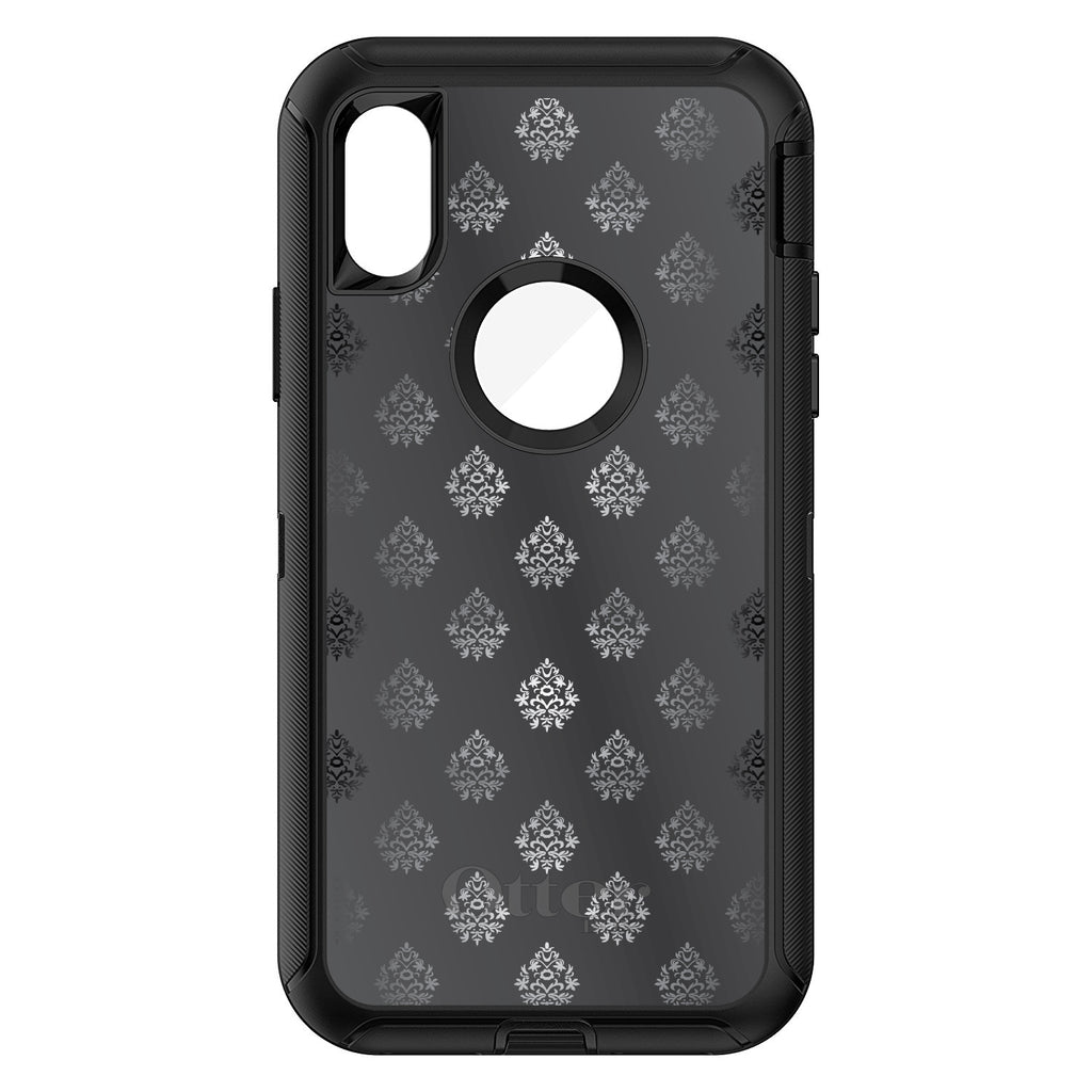 Silver Grey Black White Damask OtterBox Defender Case for iPhone & Galaxy, view 3