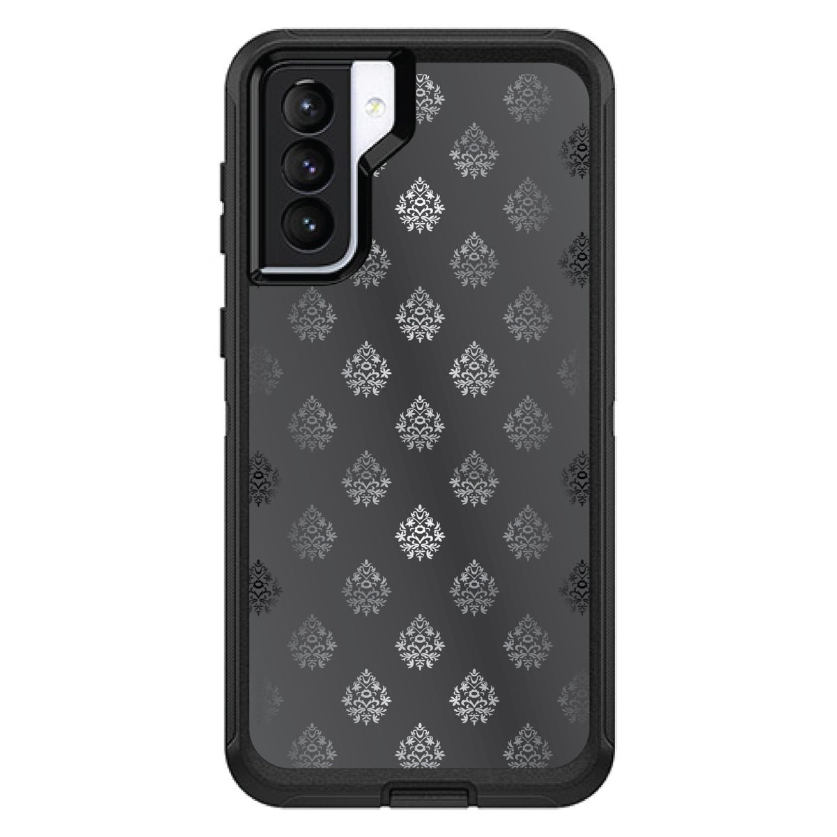 Silver Grey Black White Damask OtterBox Defender Case for iPhone & Galaxy, view 6