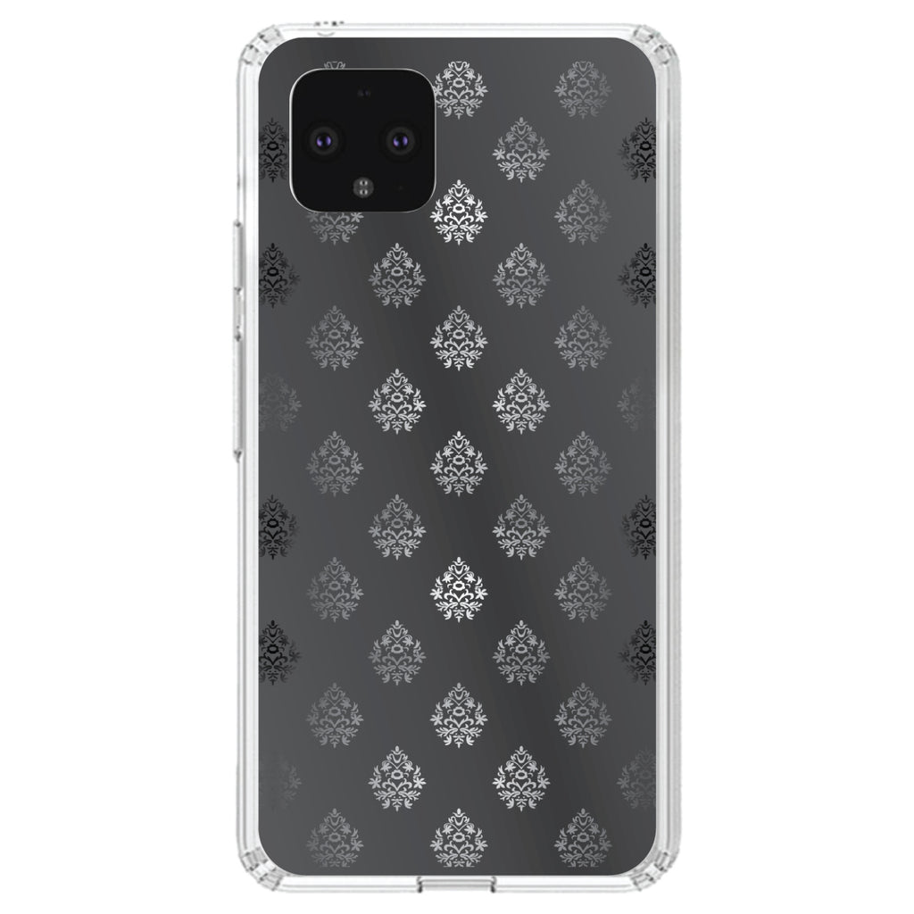Silver Grey Black White Damask Clear Shockproof iPhone Case, view 24