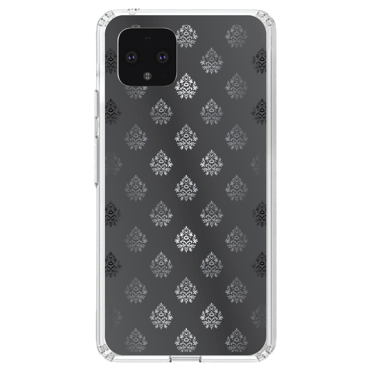 Silver Grey Black White Damask Clear Shockproof iPhone Case, view 24