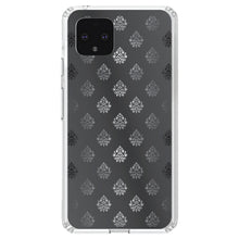 DistinctInk® Clear Shockproof Hybrid Case for Apple iPhone / Samsung Galaxy / Google Pixel - Silver Grey Black White Damask