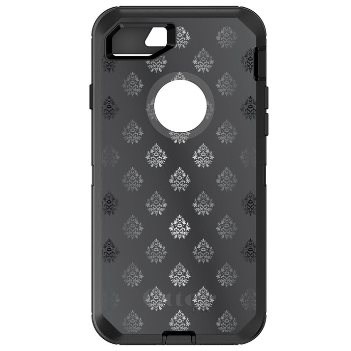 DistinctInk™ OtterBox Defender Series Case for Apple iPhone / Samsung Galaxy / Google Pixel - Silver Grey Black White Damask