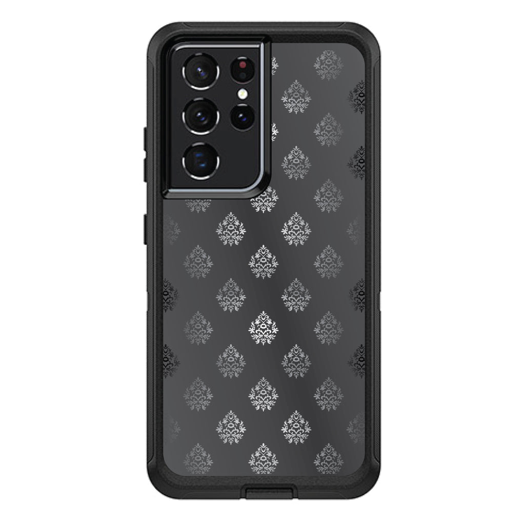 Silver Grey Black White Damask OtterBox Defender Case for iPhone & Galaxy, view 7