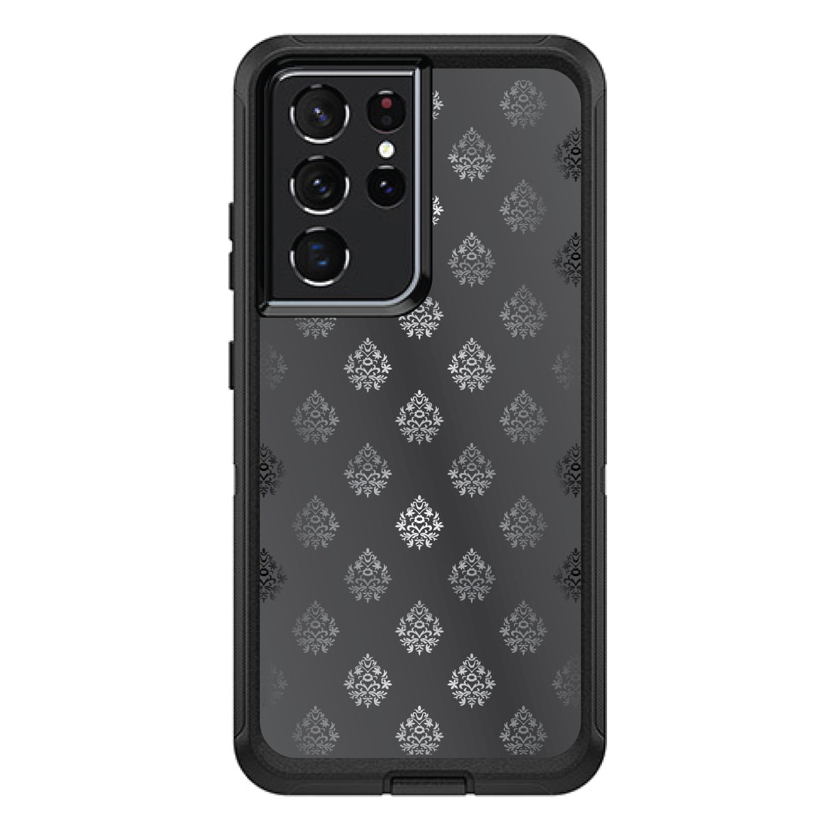 Silver Grey Black White Damask OtterBox Defender Case for iPhone & Galaxy, view 7