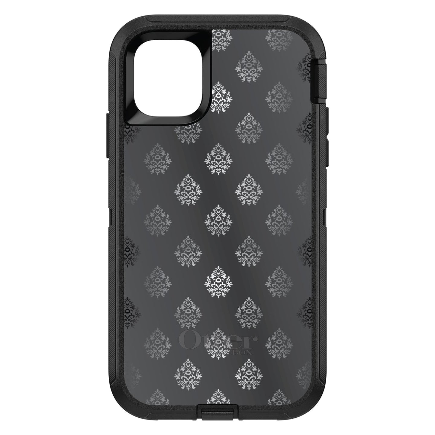 DistinctInk™ OtterBox Defender Series Case for Apple iPhone / Samsung Galaxy / Google Pixel - Silver Grey Black White Damask