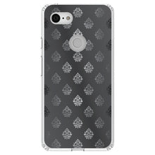 DistinctInk® Clear Shockproof Hybrid Case for Apple iPhone / Samsung Galaxy / Google Pixel - Silver Grey Black White Damask