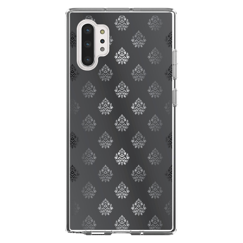 Silver Grey Black White Damask Clear Shockproof iPhone Case, view 10