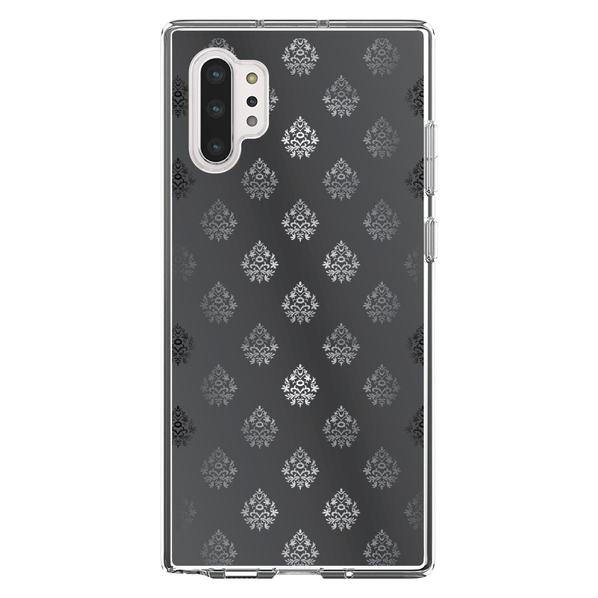 Silver Grey Black White Damask Clear Shockproof iPhone Case, view 10