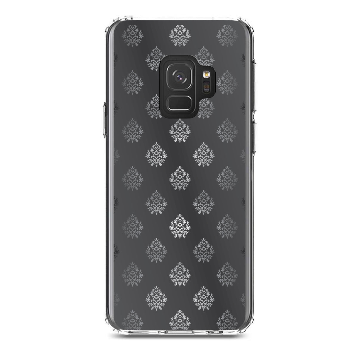 Silver Grey Black White Damask Clear Shockproof iPhone Case, view 19