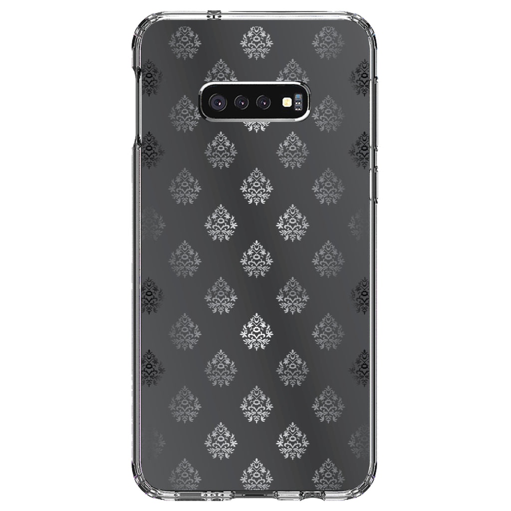 Silver Grey Black White Damask Clear Shockproof iPhone Case, view 18