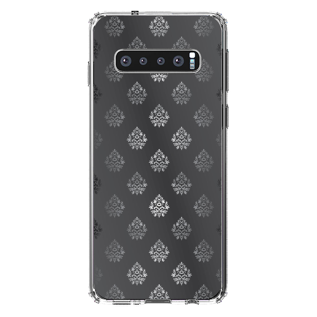 Silver Grey Black White Damask Clear Shockproof iPhone Case, view 17