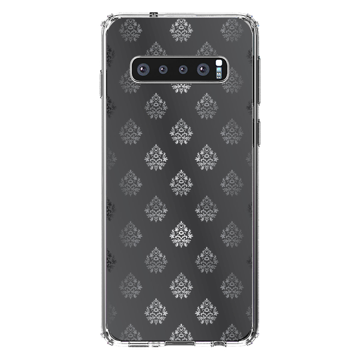 Silver Grey Black White Damask Clear Shockproof iPhone Case, view 17