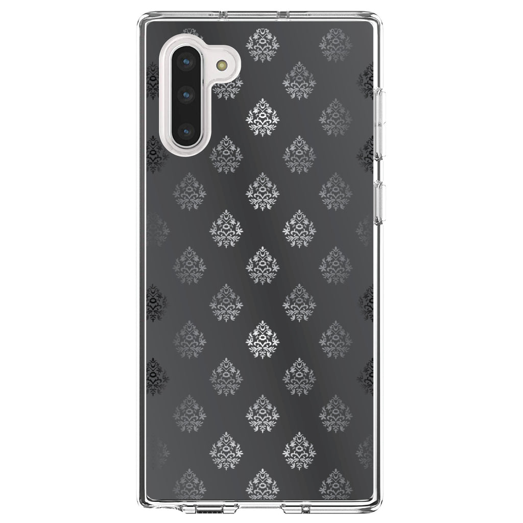Silver Grey Black White Damask Clear Shockproof iPhone Case, view 9