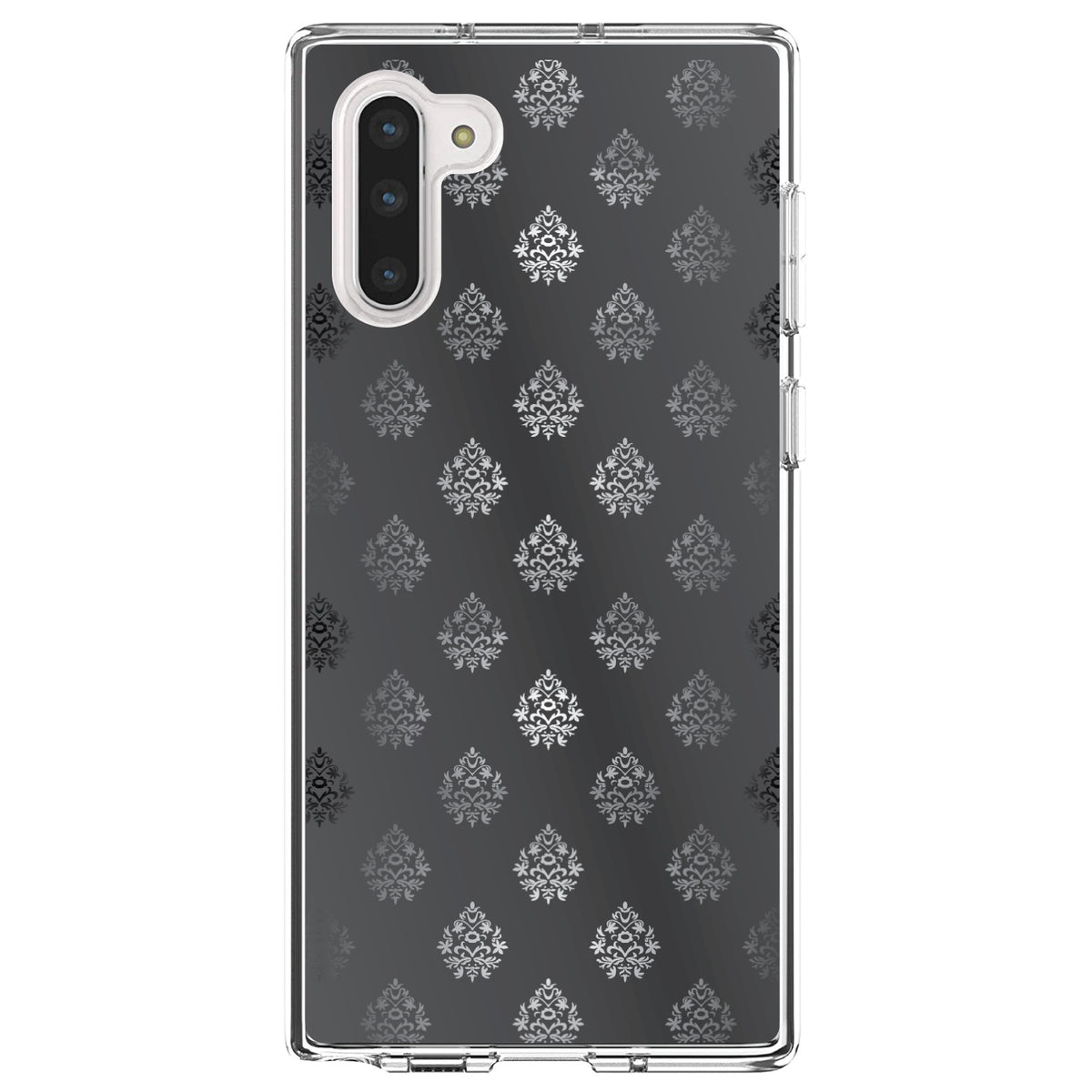 Silver Grey Black White Damask Clear Shockproof iPhone Case, view 9