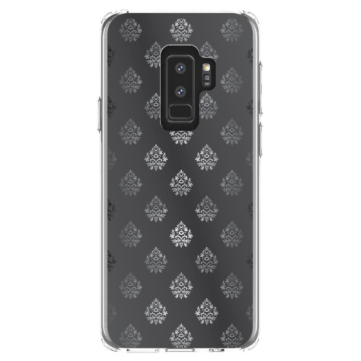 Silver Grey Black White Damask Clear Shockproof iPhone Case, view 20