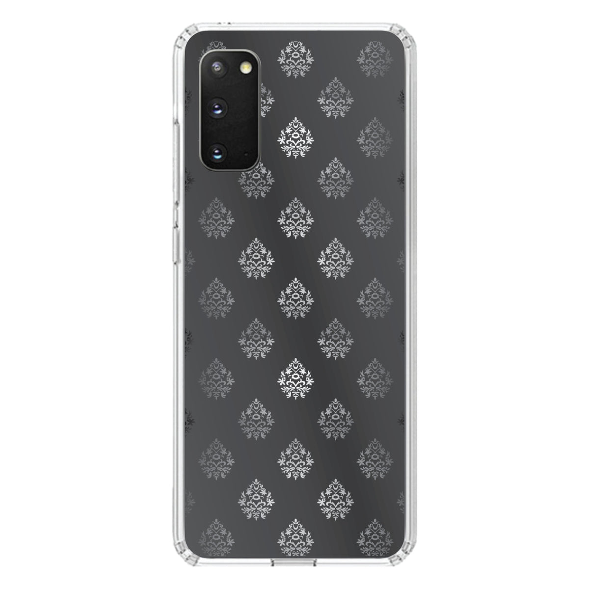 Silver Grey Black White Damask Clear Shockproof iPhone Case, view 15