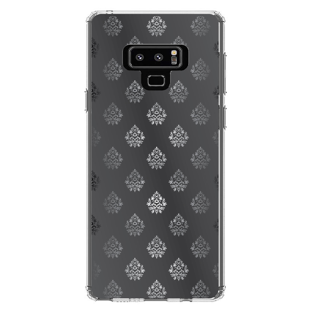 Silver Grey Black White Damask Clear Shockproof iPhone Case, view 11