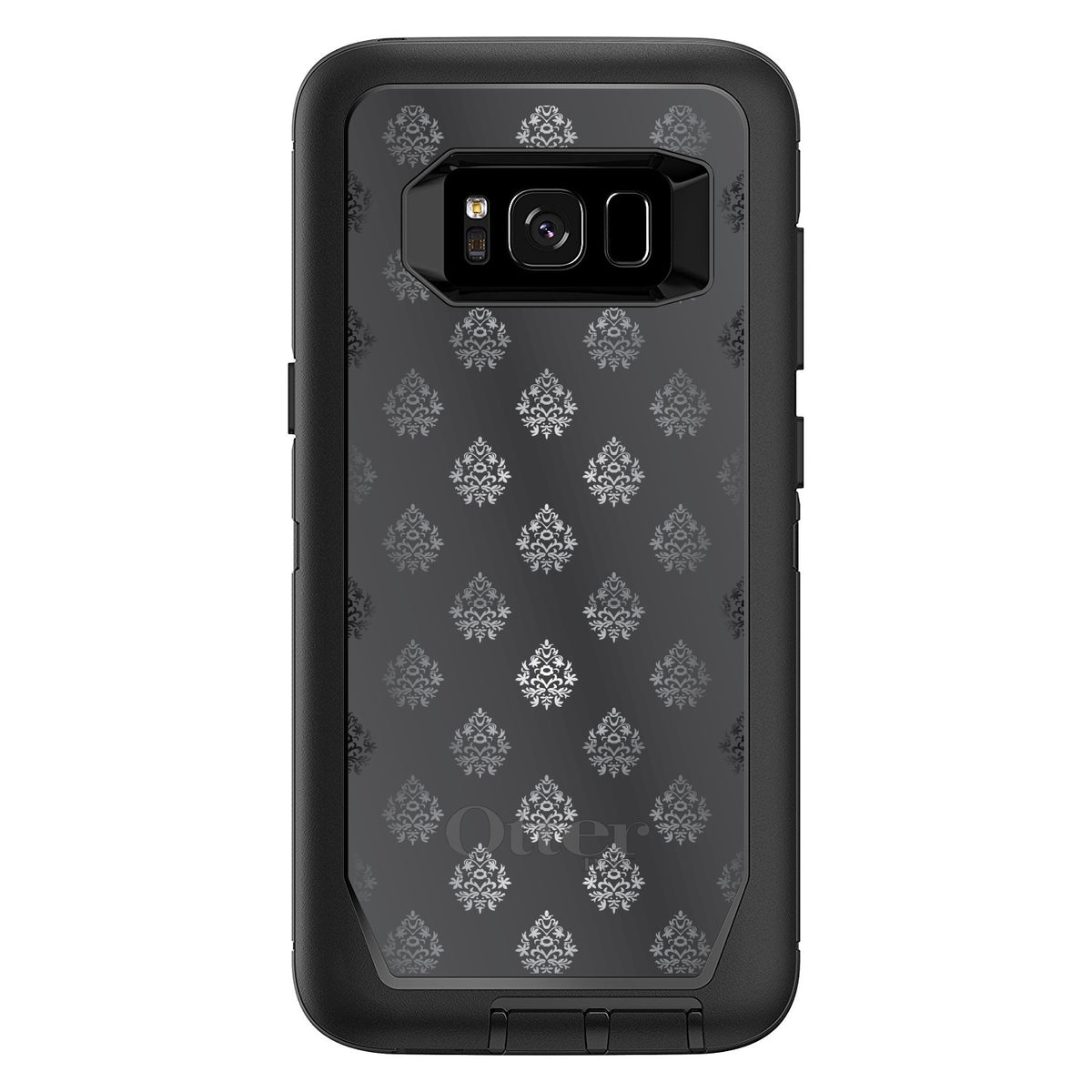 Silver Grey Black White Damask OtterBox Defender Case for iPhone & Galaxy, view 12
