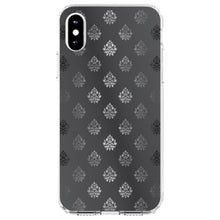 DistinctInk® Clear Shockproof Hybrid Case for Apple iPhone / Samsung Galaxy / Google Pixel - Silver Grey Black White Damask