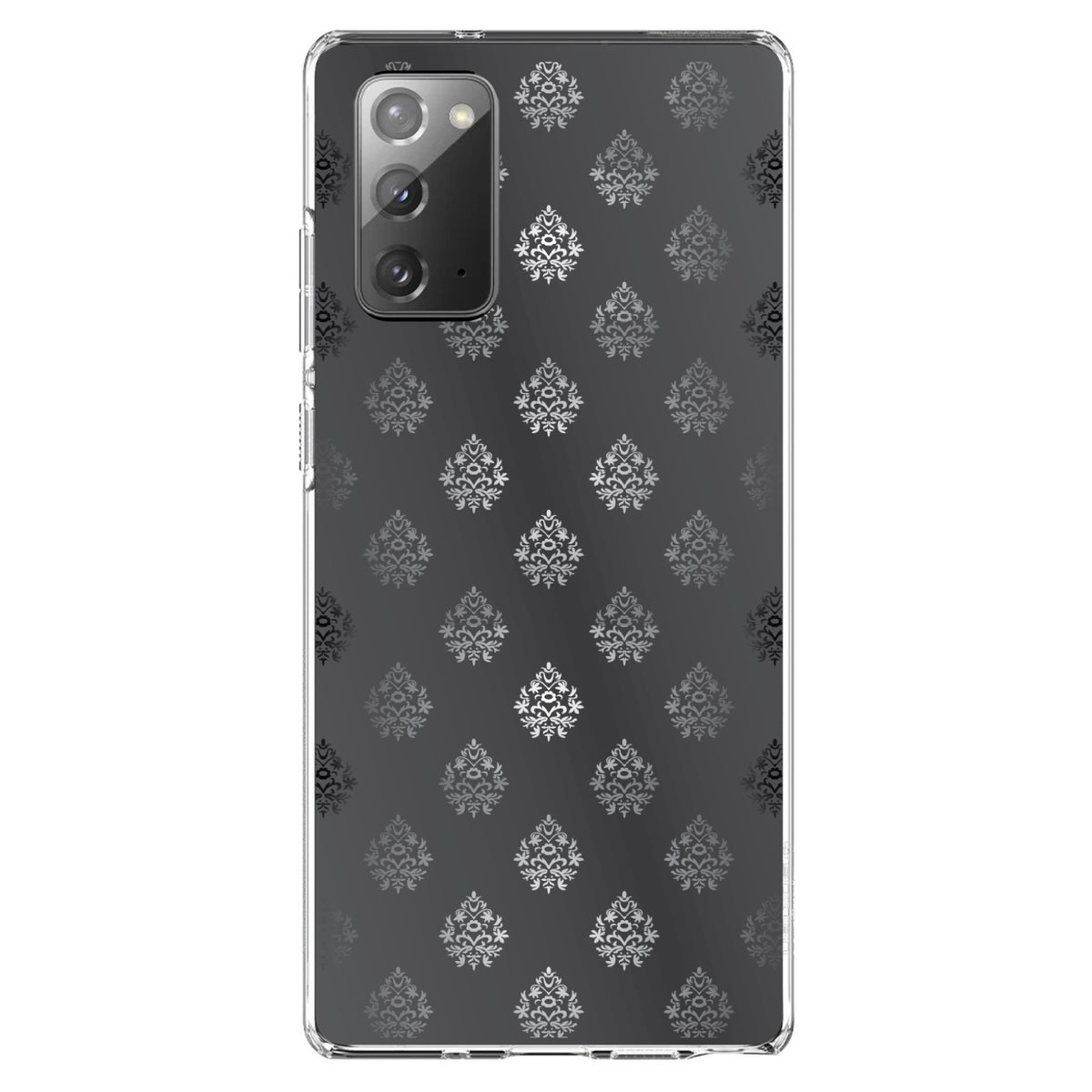 Silver Grey Black White Damask Clear Shockproof iPhone Case, view 7