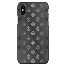 DistinctInk® Hard Plastic Snap-On Case for Apple iPhone or Samsung Galaxy - Silver Grey Black White Damask