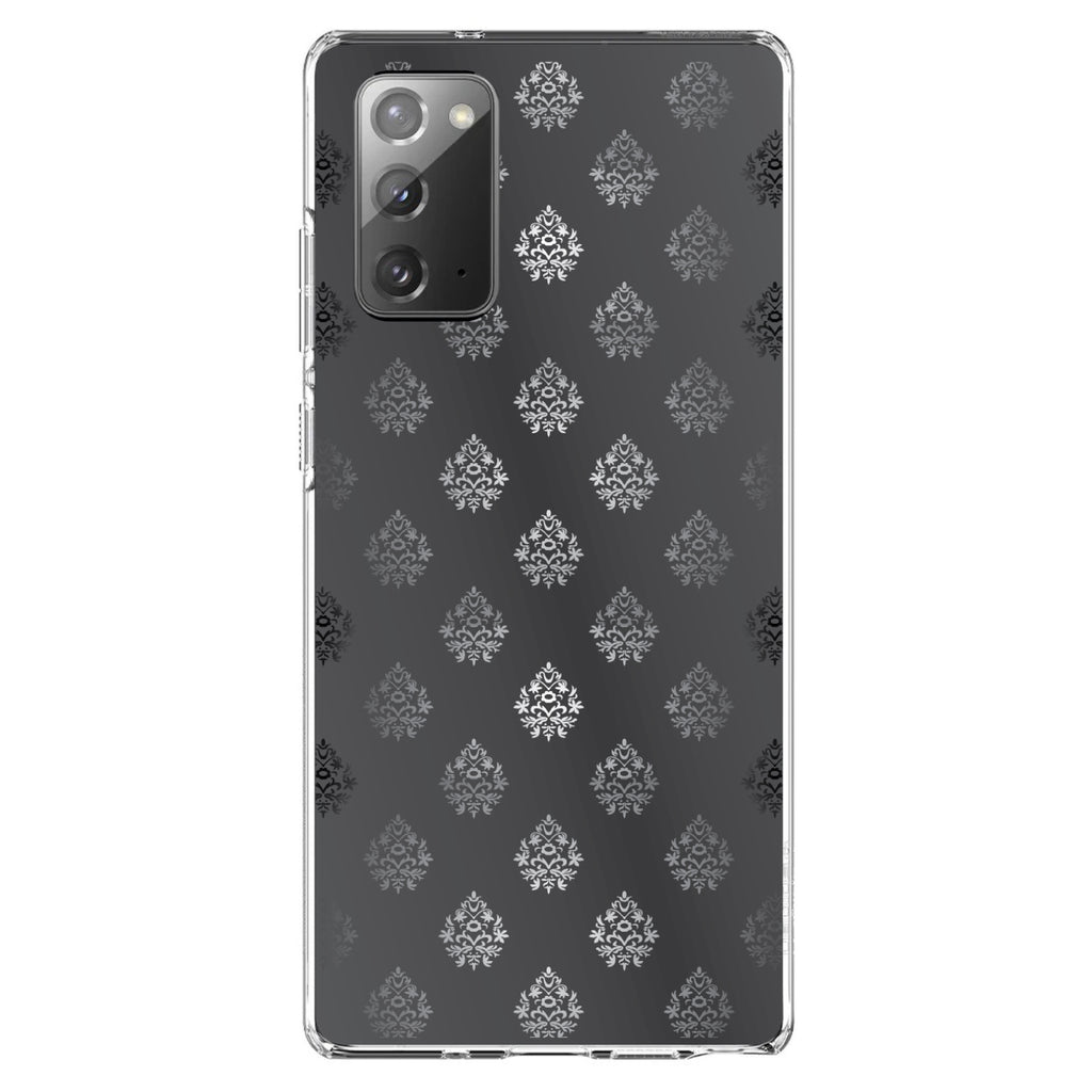 Silver Grey Black White Damask Clear Shockproof iPhone Case, view 8