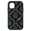 Black White Silver Grey Damask OtterBox Defender Case for iPhone & Galaxy, view 2