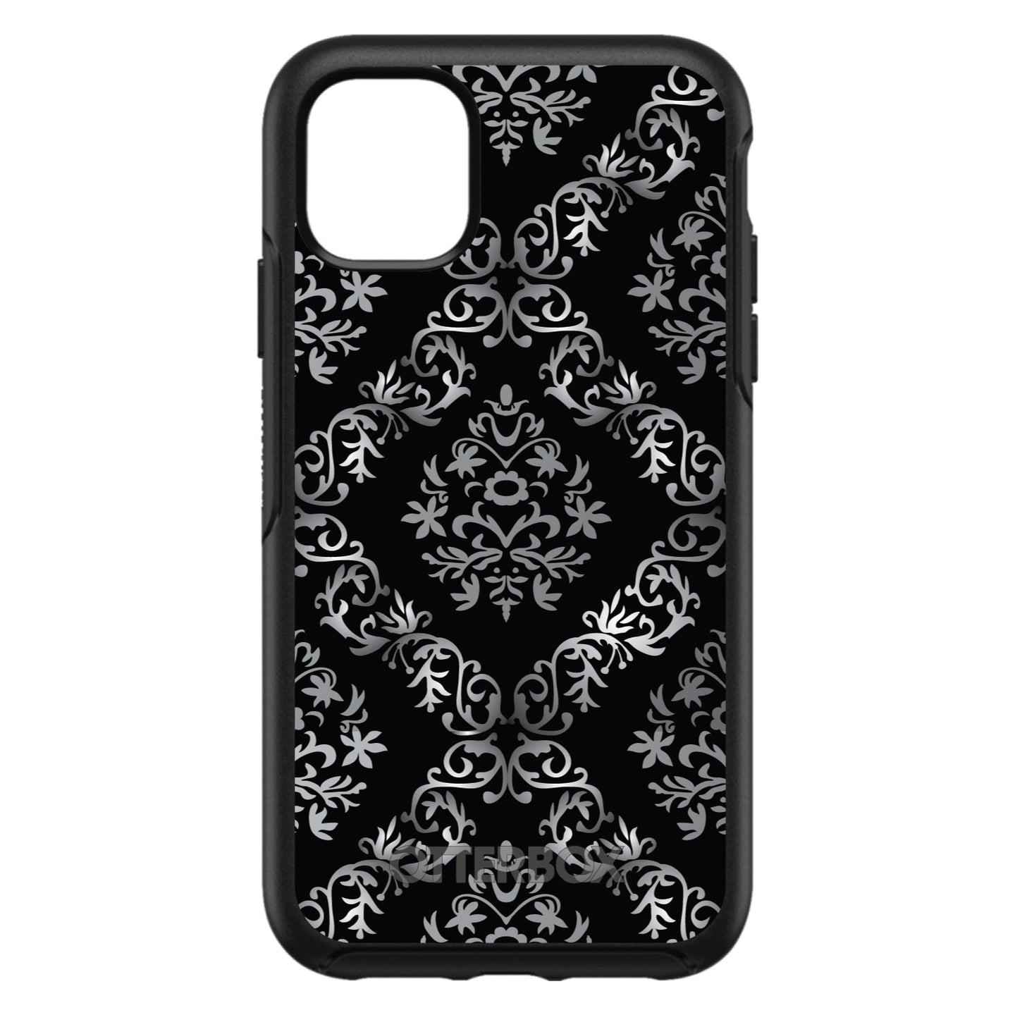 DistinctInk™ OtterBox Symmetry Series Case for Apple iPhone / Samsung Galaxy / Google Pixel - Black White Silver Grey Damask