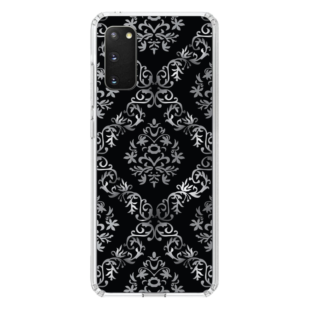 Black White Silver Grey Damask Clear Shockproof iPhone Case, view 15