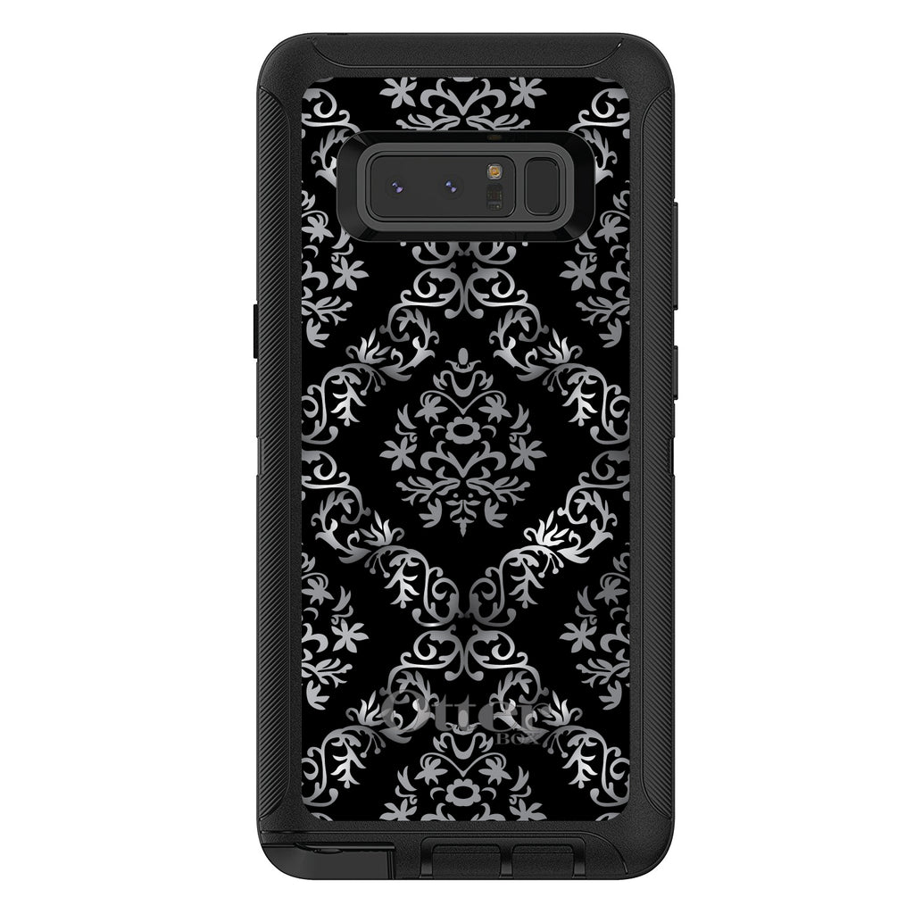 Black White Silver Grey Damask OtterBox Defender Case for iPhone & Galaxy, view 17