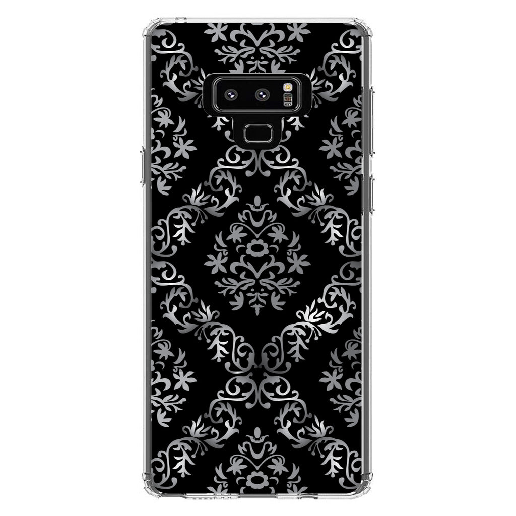 Black White Silver Grey Damask Clear Shockproof iPhone Case, view 11